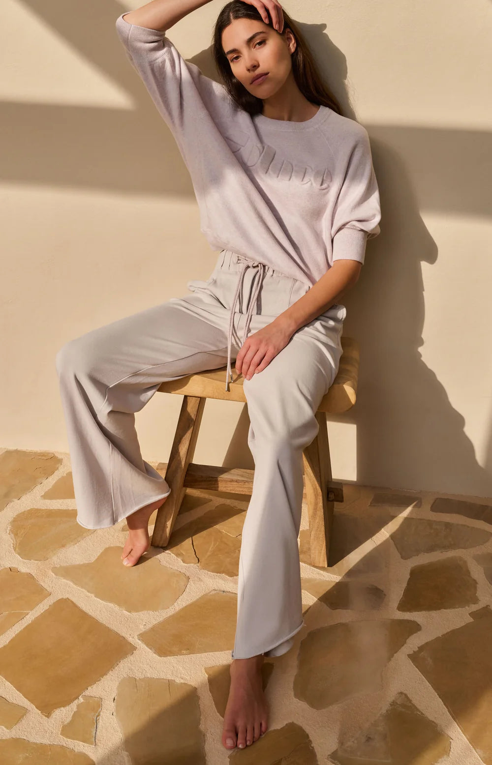 YAYA - Jersey Wide Leg Trousers in Temple Grey