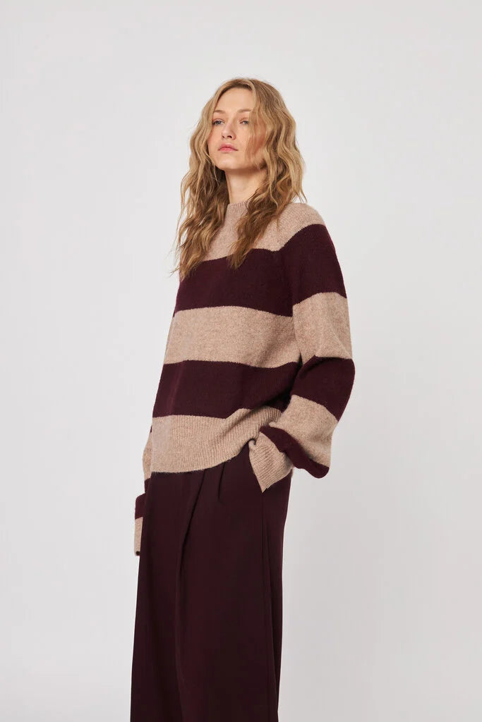 John + Jenn - Edison Sweater in Pinot Stripe