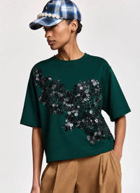 Essentiel Antwerp - Kalani Short Sleeve Sweatshirt in Forest Whisper