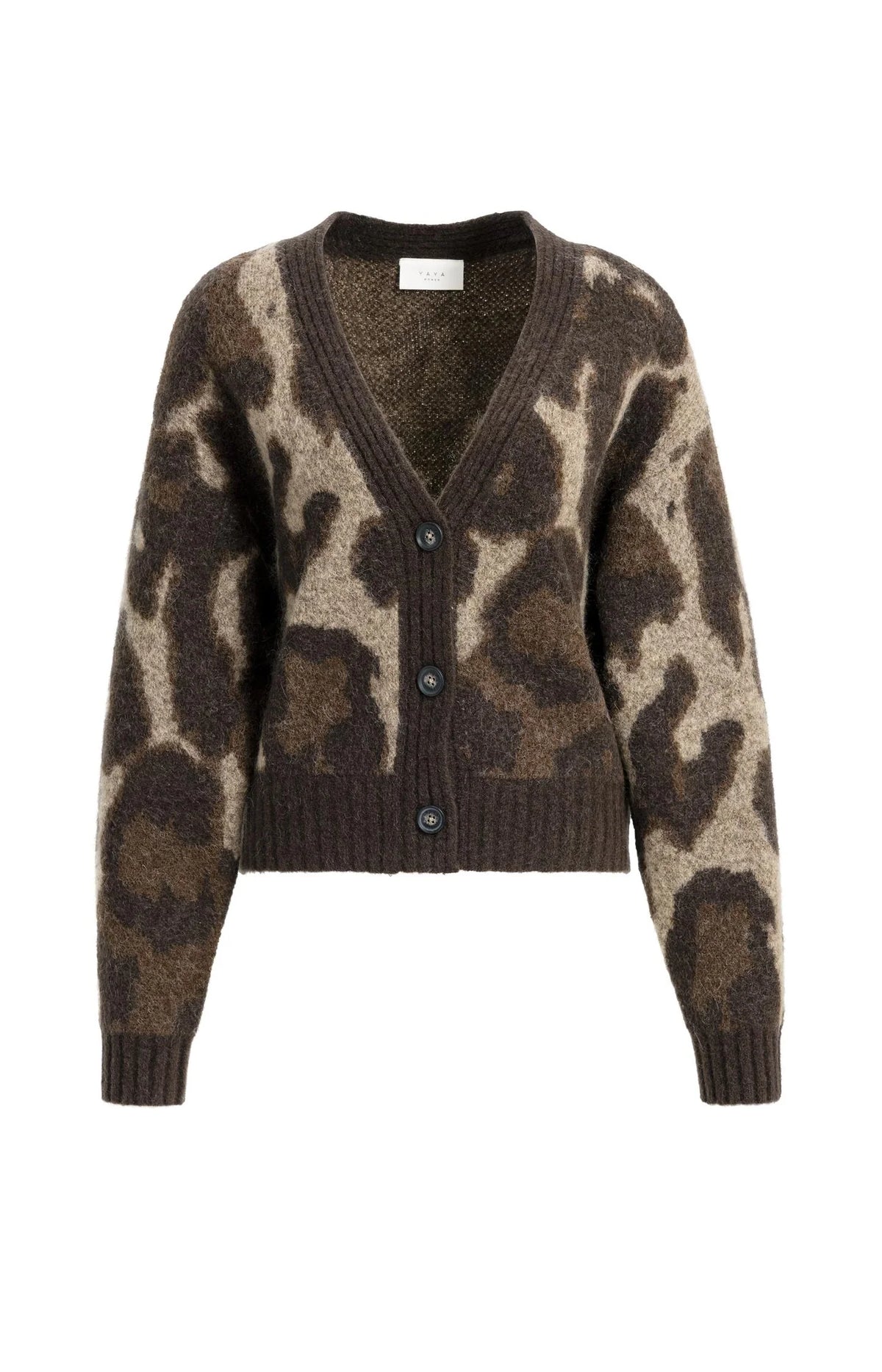 YAYA - Knitted Cardigan with Batwing Sleeves in Cocoa Brown