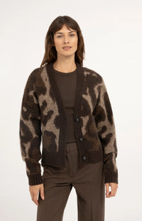 YAYA - Knitted Cardigan with Batwing Sleeves in Cocoa Brown