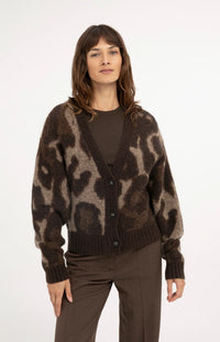 YAYA - Knitted Cardigan with Batwing Sleeves in Cocoa Brown