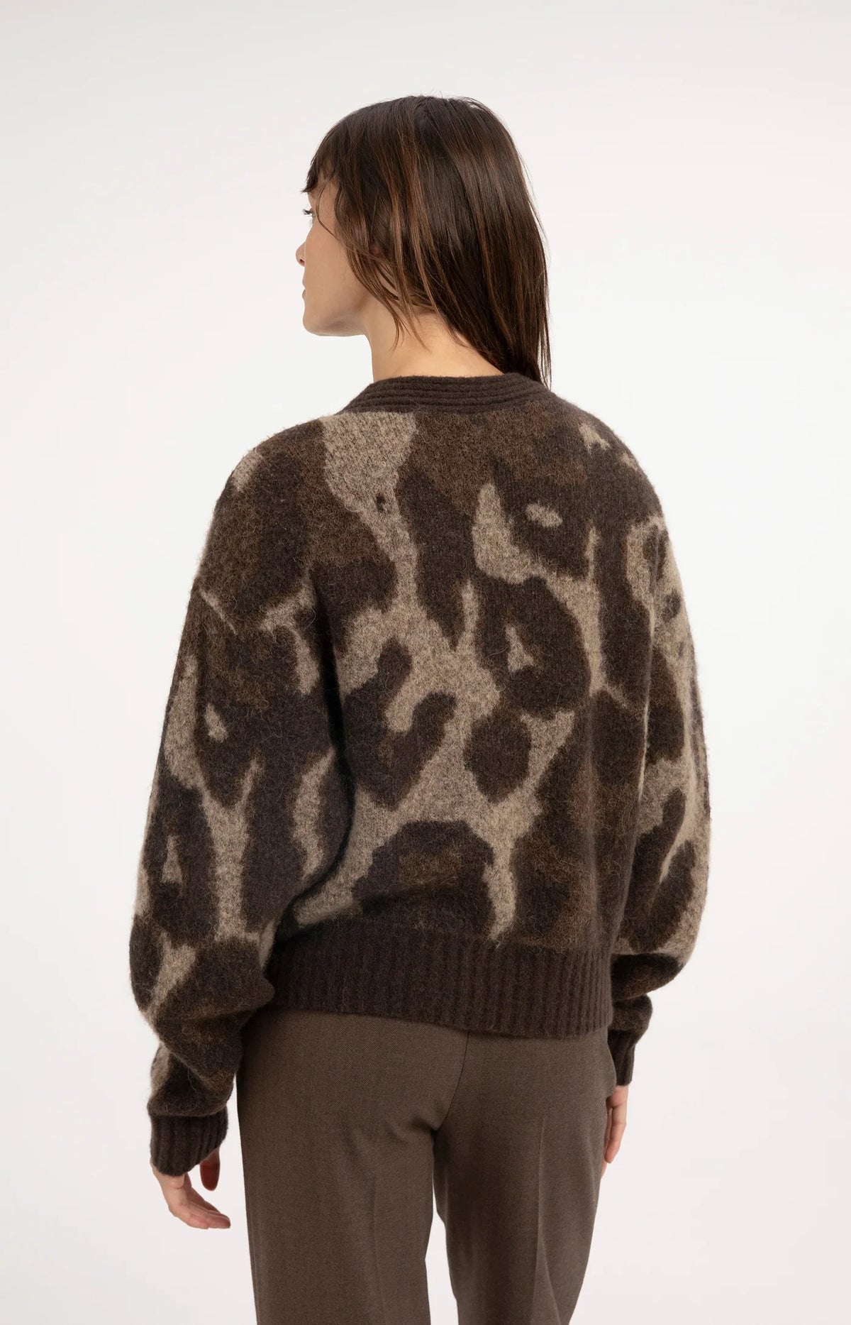 YAYA - Knitted Cardigan with Batwing Sleeves in Cocoa Brown