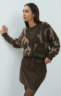 YAYA - Knitted Cardigan with Batwing Sleeves in Cocoa Brown