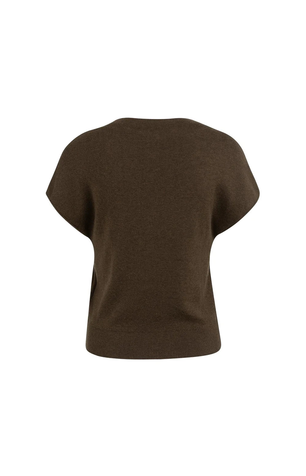 YAYA - Short Sleeve Knit Cardigan with Front Buttons in Slate Black Brown