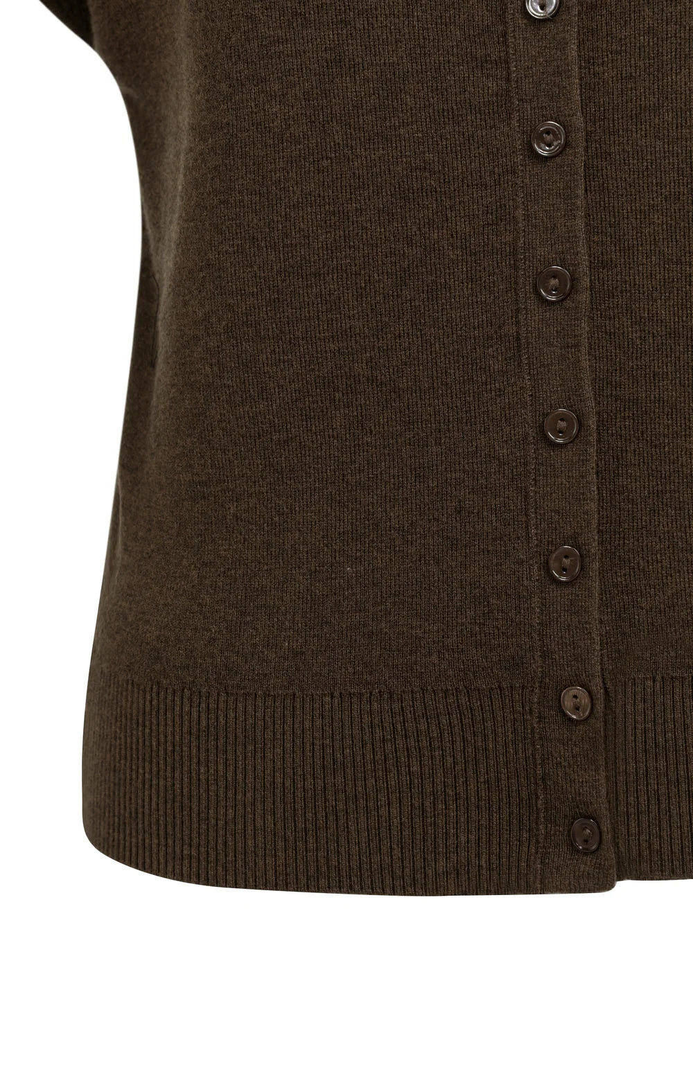 YAYA - Short Sleeve Knit Cardigan with Front Buttons in Slate Black Brown