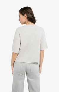 YAYA - Cardigan with Wide Short Sleeve in Temple Grey Melange