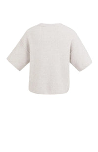 YAYA - Cardigan with Wide Short Sleeve in Temple Grey Melange