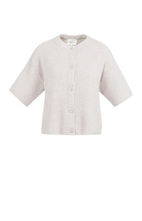 YAYA - Cardigan with Wide Short Sleeve in Temple Grey Melange