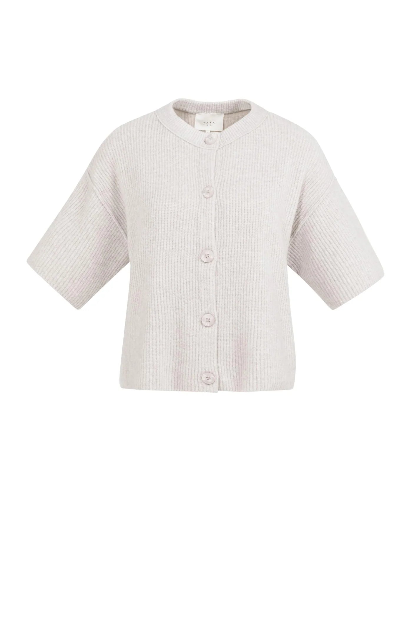 YAYA - Cardigan with Wide Short Sleeve in Temple Grey Melange