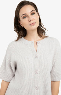 YAYA - Cardigan with Wide Short Sleeve in Temple Grey Melange