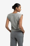 YAYA - Knitted Gilet with asymmetric buttoning in Medium Grey
