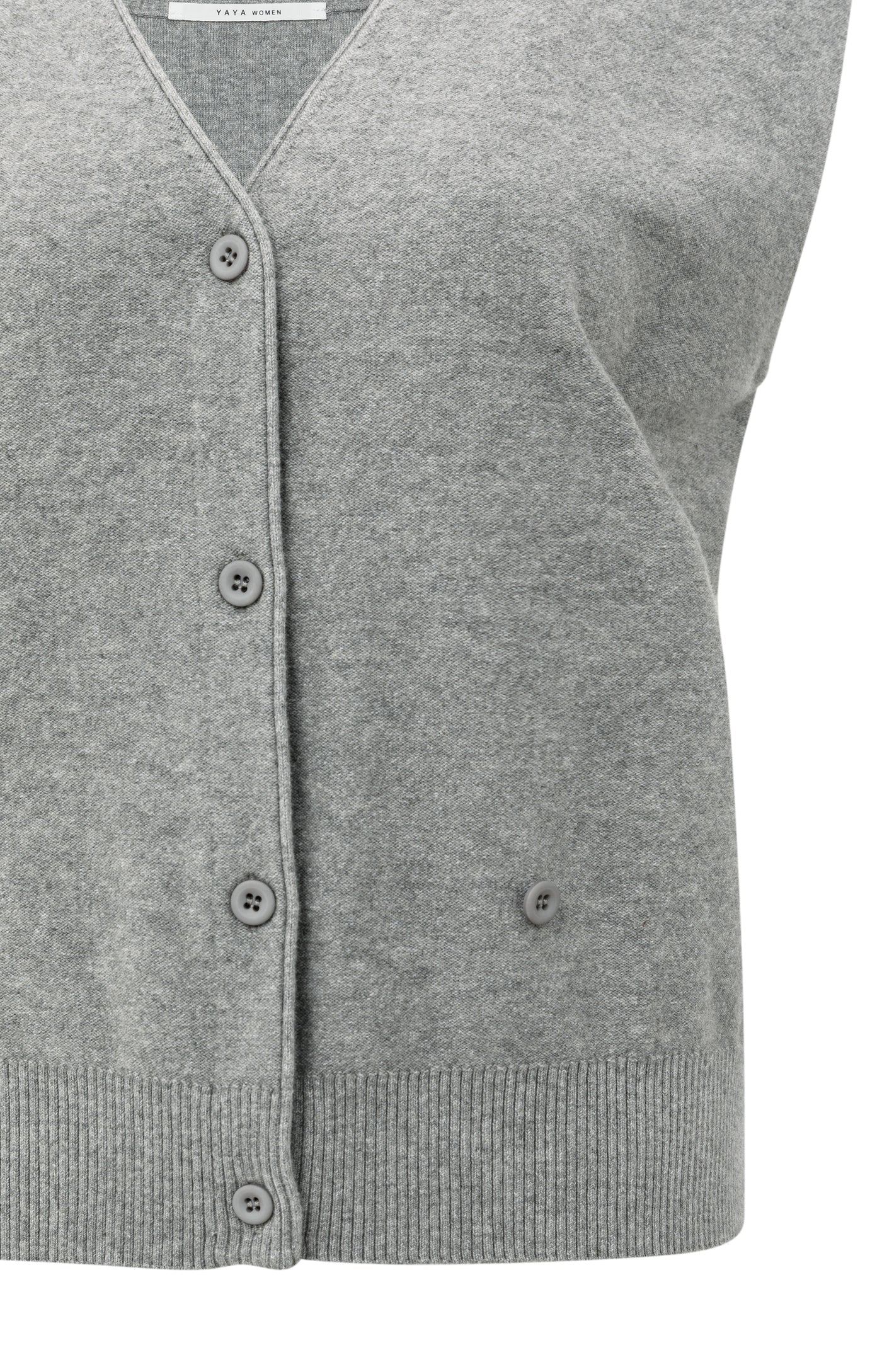 YAYA - Knitted Gilet with asymmetric buttoning in Medium Grey