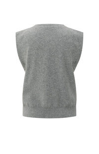 YAYA - Knitted Gilet with asymmetric buttoning in Medium Grey