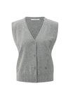 YAYA - Knitted Gilet with asymmetric buttoning in Medium Grey