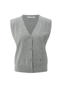 YAYA - Knitted Gilet with asymmetric buttoning in Medium Grey
