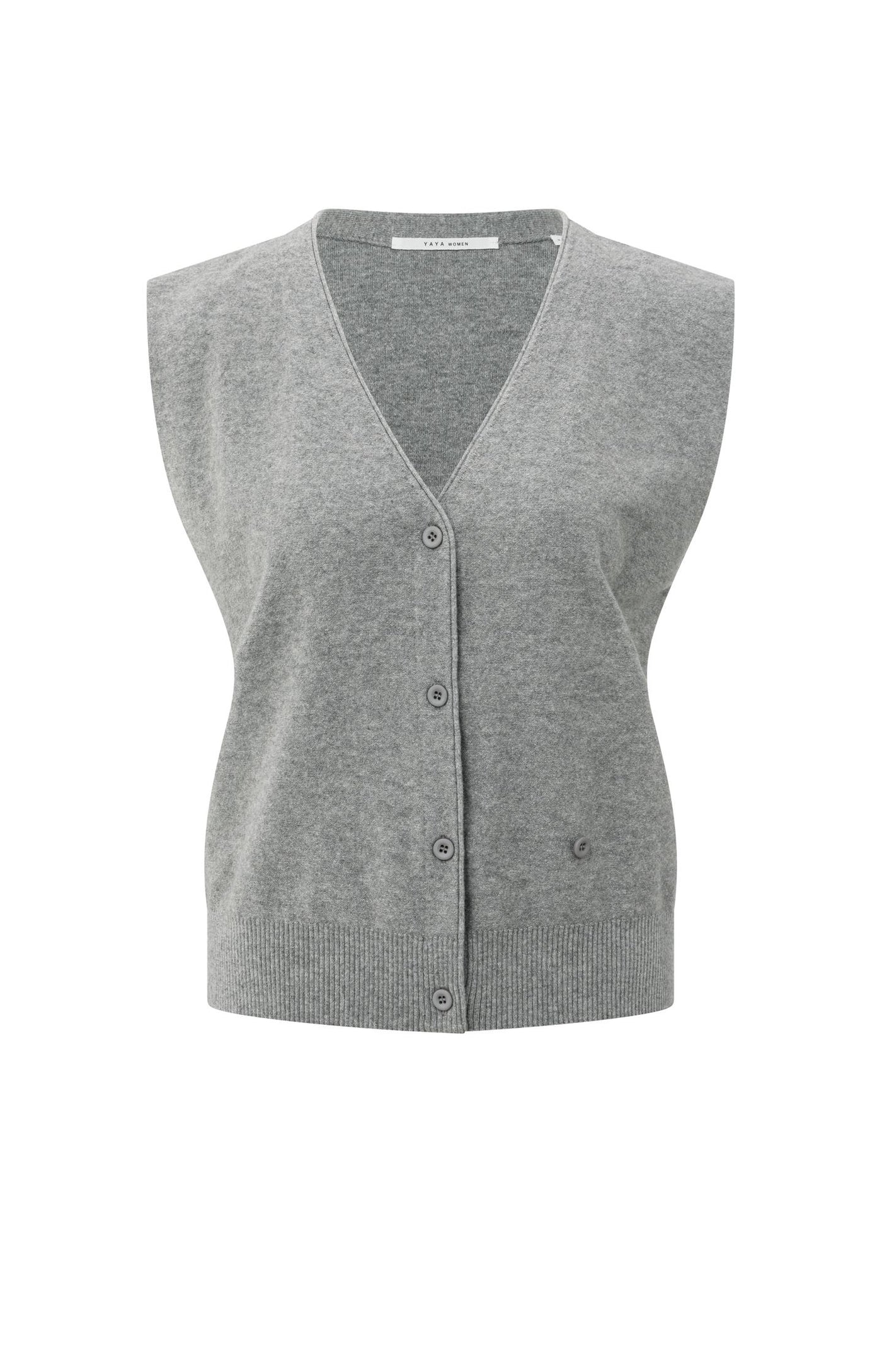 YAYA - Knitted Gilet with asymmetric buttoning in Medium Grey