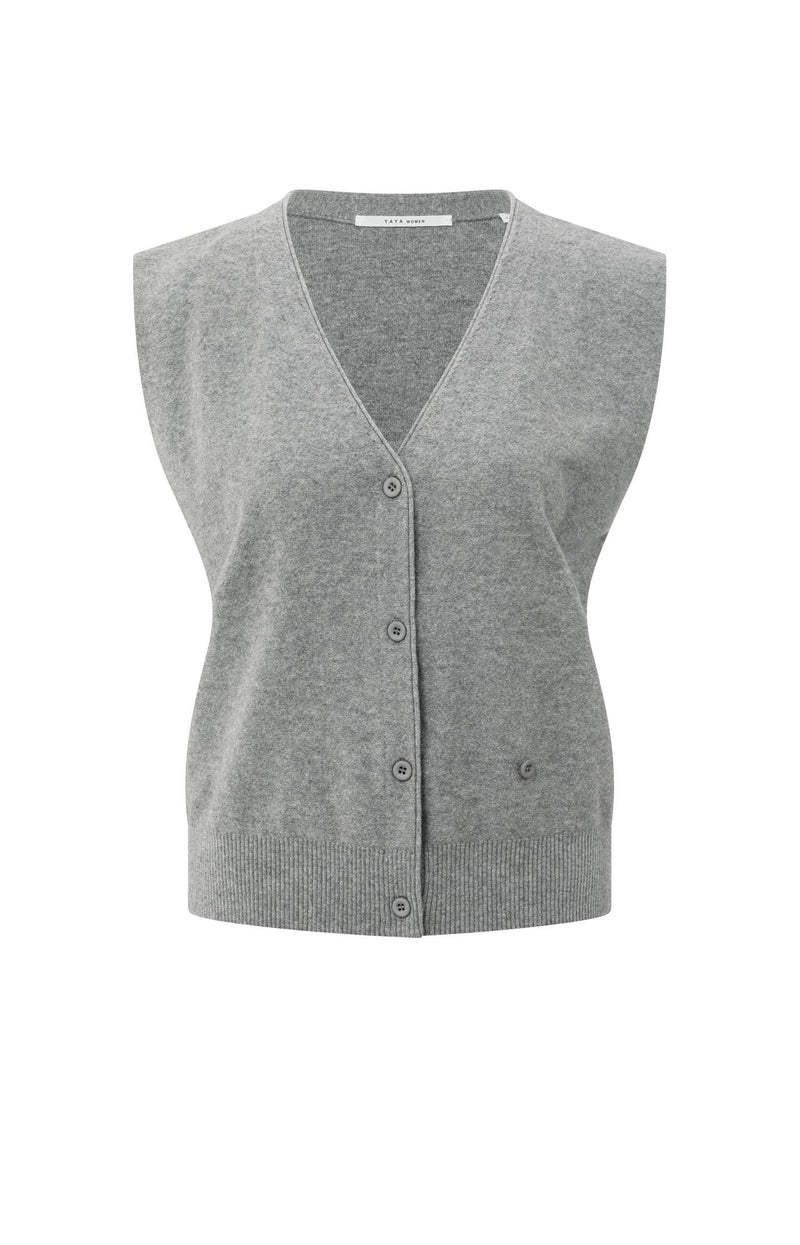 YAYA - Knitted Gilet with asymmetric buttoning in Medium Grey