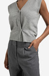 YAYA - Knitted Gilet with asymmetric buttoning in Medium Grey