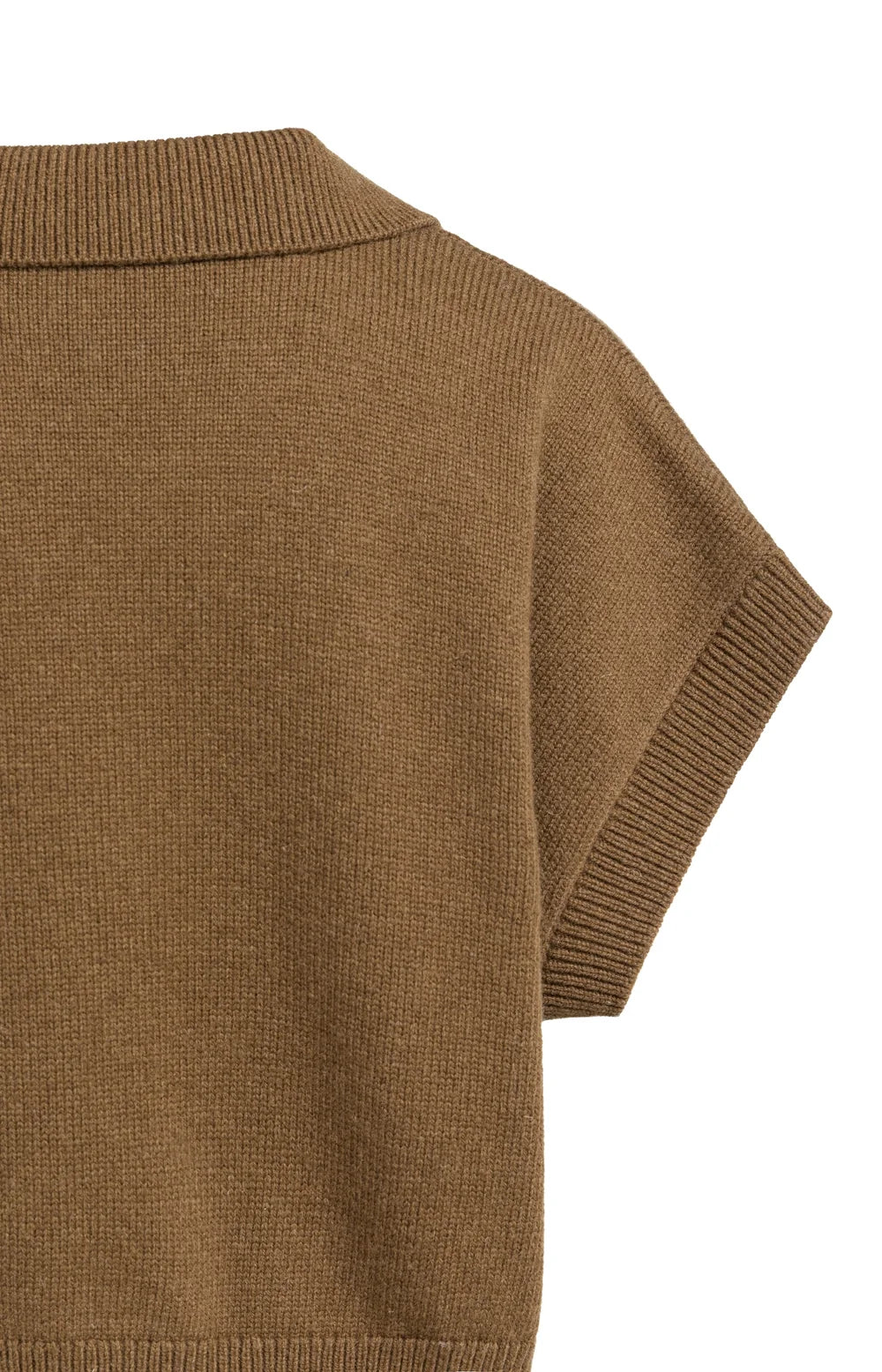 YAYA - Knitted Spencer with collar - Teak Brown