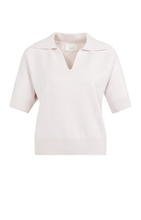 YAYA - Short Sleeve Sweater with Collar in Grey Lilac