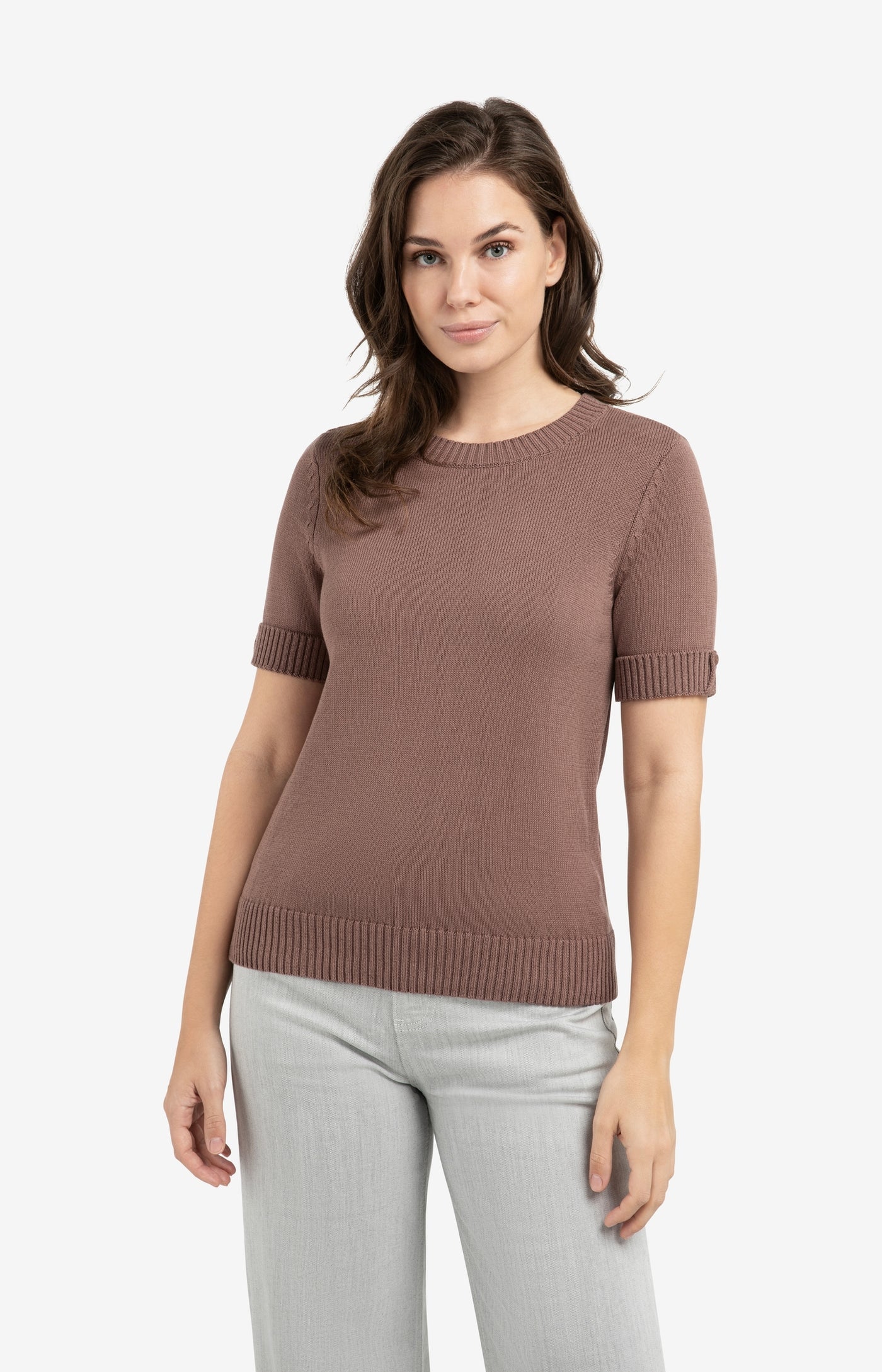 YAYA - Knitted Sweater with Rolled-Up Sleeves