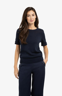 YAYA - Knitted Sweater with Rolled-Up Sleeves