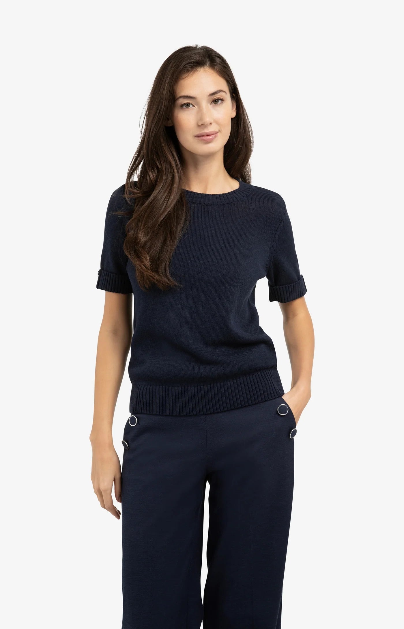 YAYA - Knitted Sweater with Rolled-Up Sleeves