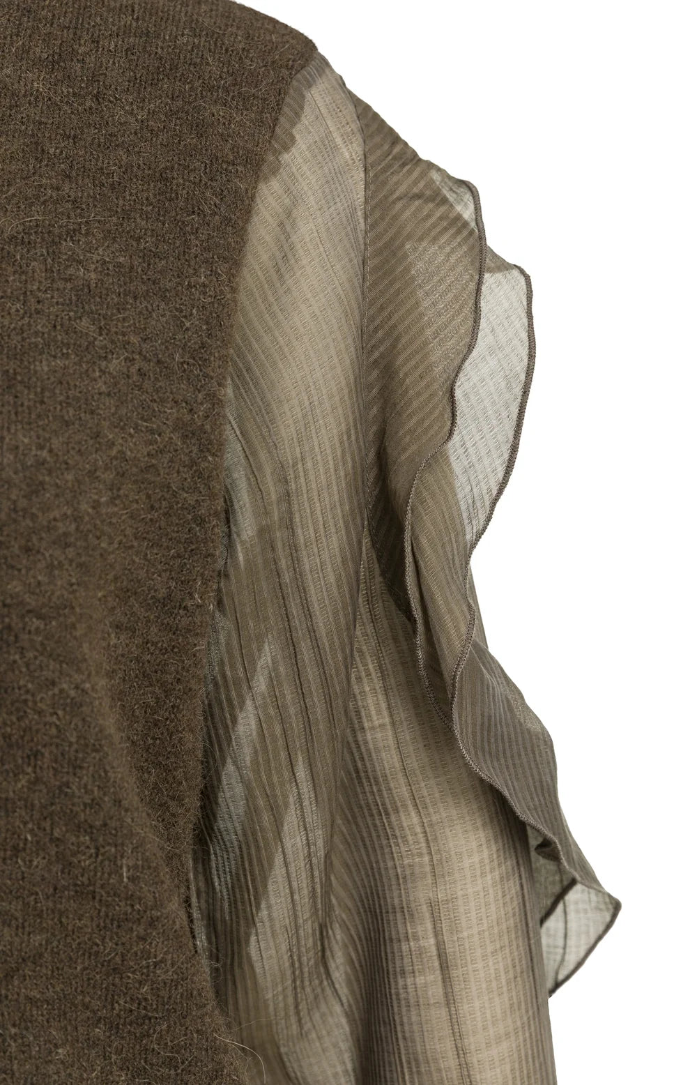 YAYA - Sweater with Ruffle Sleeves in Slate Black Brown