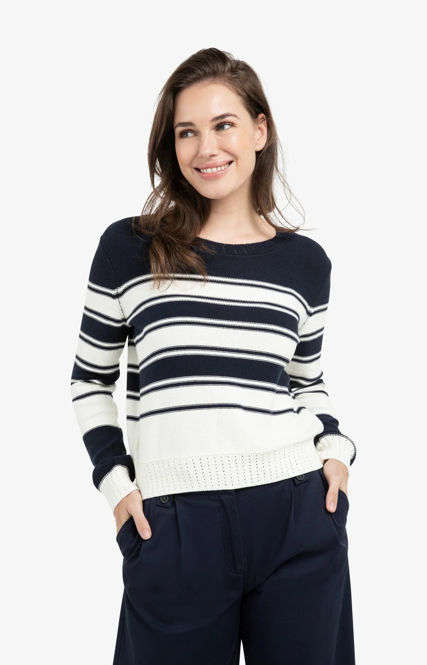 YAYA - Stripe Sweater in Navy Blazer Blue