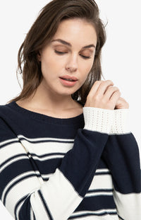 YAYA - Stripe Sweater in Navy Blazer Blue