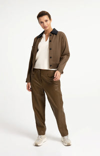 YAYA - Knitted Top with Bomber Collar - Off White