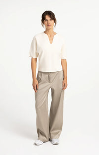 YAYA - Knitted Top with Bomber Collar - Off White