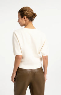 YAYA - Knitted Top with Bomber Collar - Off White