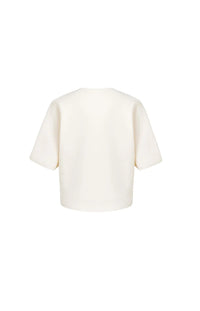 YAYA - Knitted Top with Bomber Collar - Off White