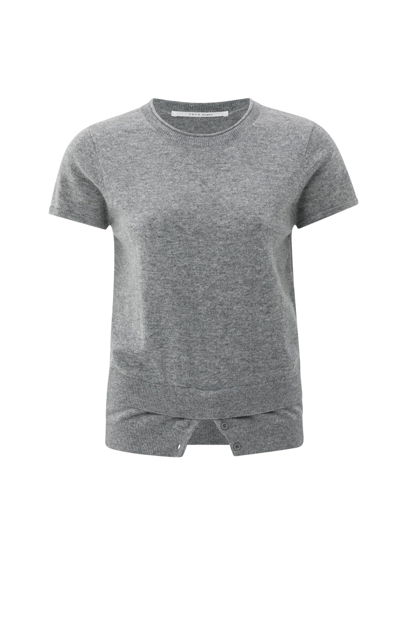 YAYA - Short Sleeve Knit Top - Medium Grey