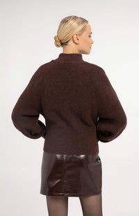 YAYA - Turtleneck Sweater with Batwing Sleeves in Bitter Chocolate Red