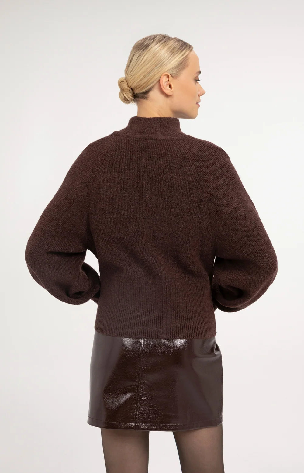 YAYA - Turtleneck Sweater with Batwing Sleeves in Bitter Chocolate Red