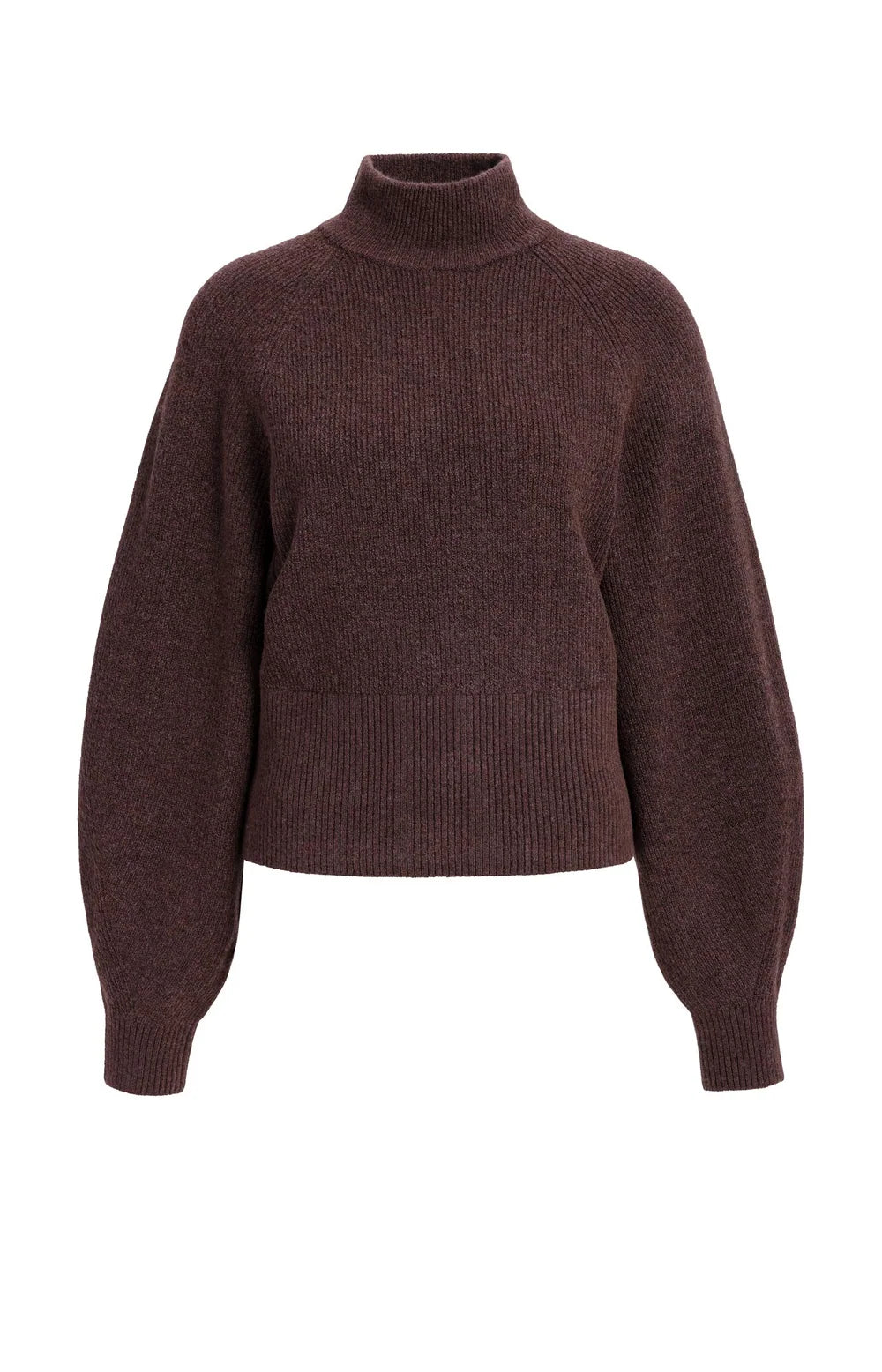 YAYA - Turtleneck Sweater with Batwing Sleeves in Bitter Chocolate Red