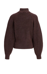 YAYA - Turtleneck Sweater with Batwing Sleeves in Bitter Chocolate Red