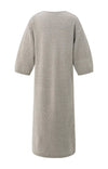 YAYA - Knitted V-neck Dress with Short Sleeves in Brownish Grey