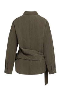 YAYA - Knotted Long Sleeve Blouse in Slate Black Brown