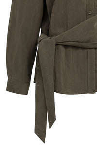 YAYA - Knotted Long Sleeve Blouse in Slate Black Brown
