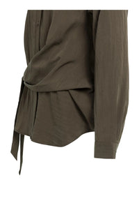 YAYA - Knotted Long Sleeve Blouse in Slate Black Brown