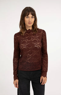 YAYA - Lace Top with High Neck