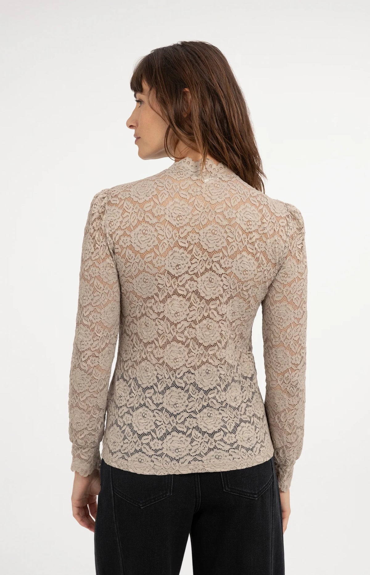 YAYA - Lace Top with High Neck