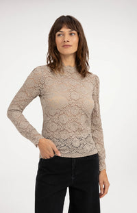 YAYA - Lace Top with High Neck