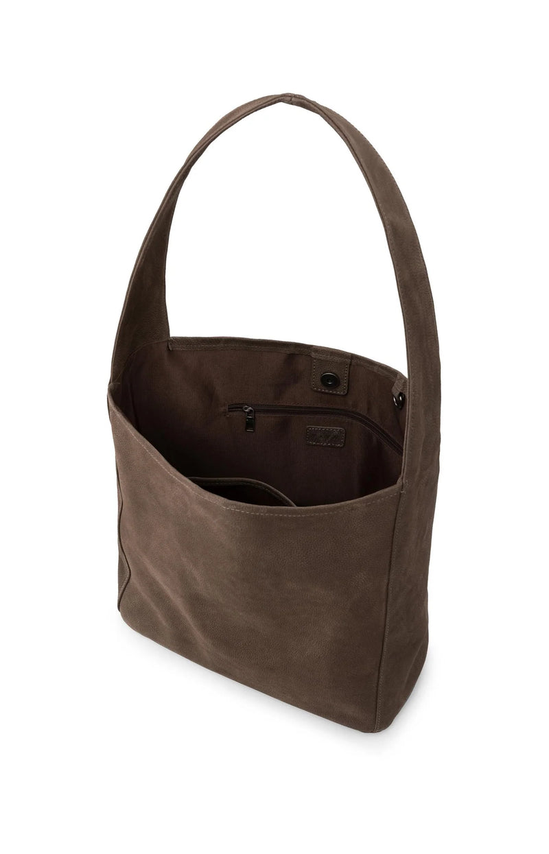 YAYA - Lea Large Leather Bag in Chocolat Brown