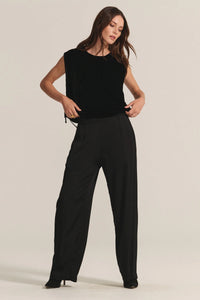 Velvet - Larkin - Velvet and Satin Mix Media Pant in Black