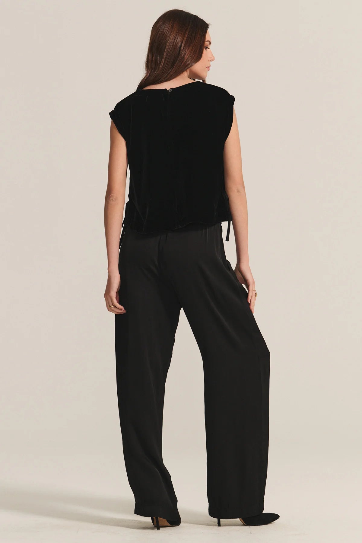 Velvet - Larkin - Velvet and Satin Mix Media Pant in Black